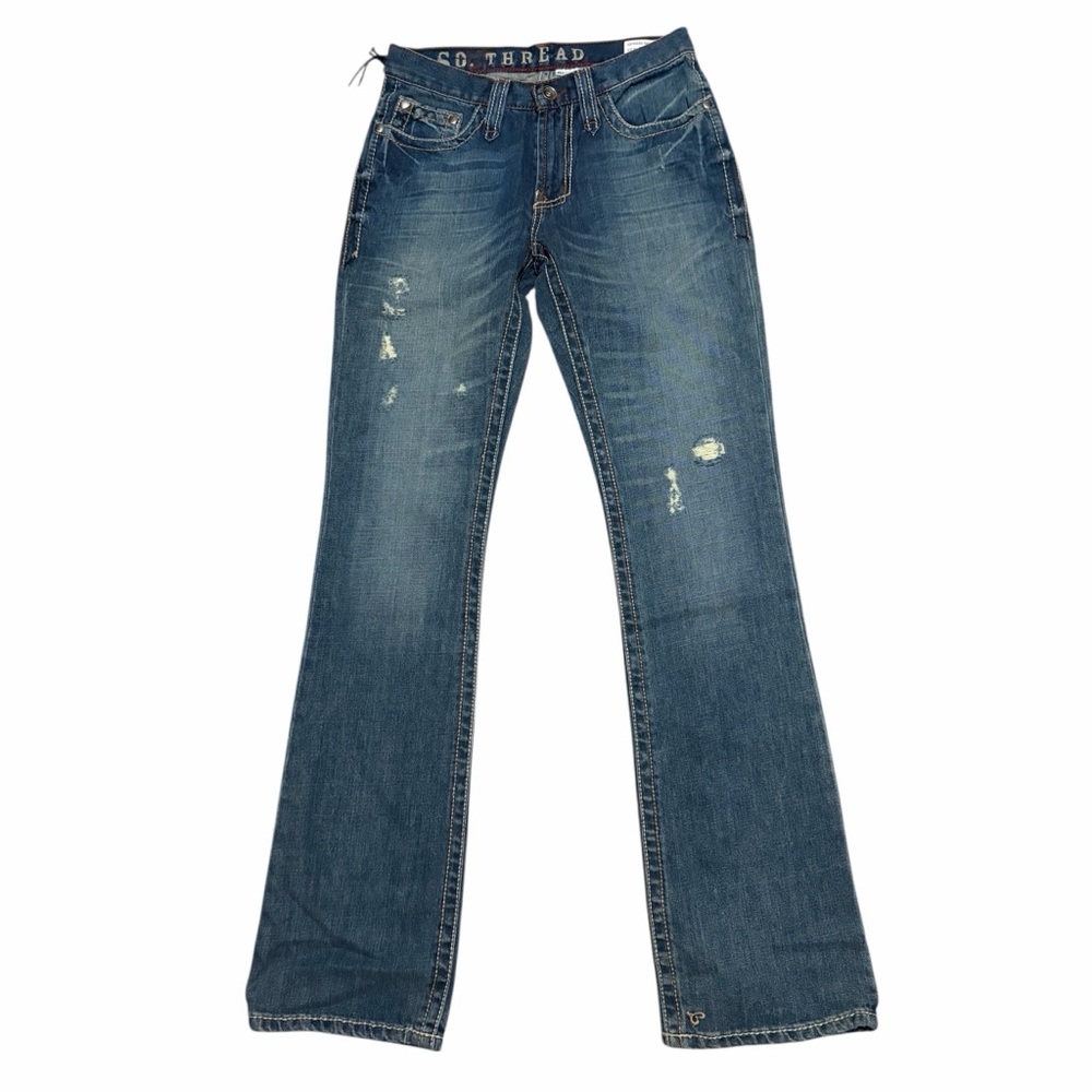 SOUTHERN THREAD NWT Medium Wash Low Rise Slim Fit The Grayson Bootcut Jeans 28L